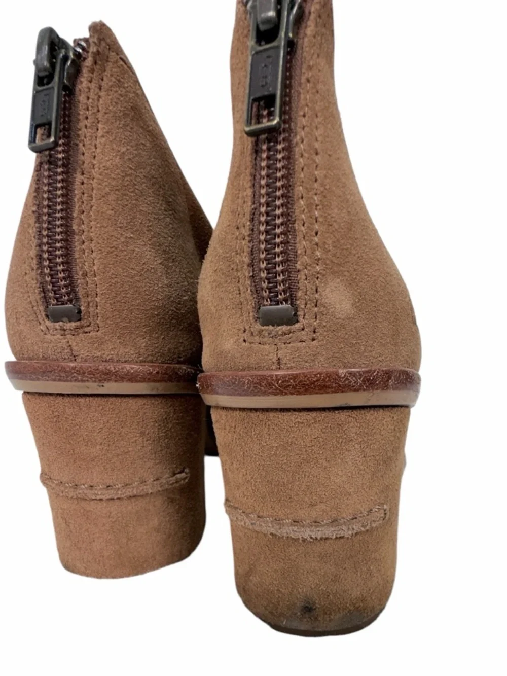 UGG Australia Suede Open Toe Booties Heels Brown Size 7.5 Block Heel Ankle Boots - Picture 10 of 16